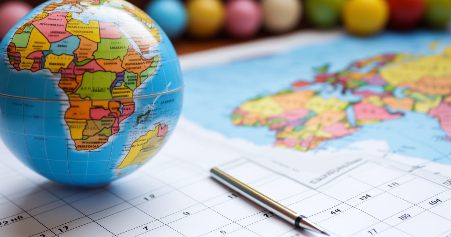 international language holidays on a map of the world