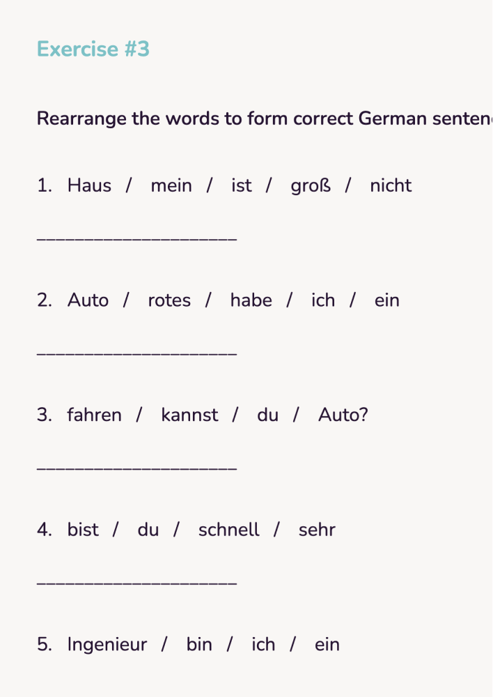 A German vocabulary exercise