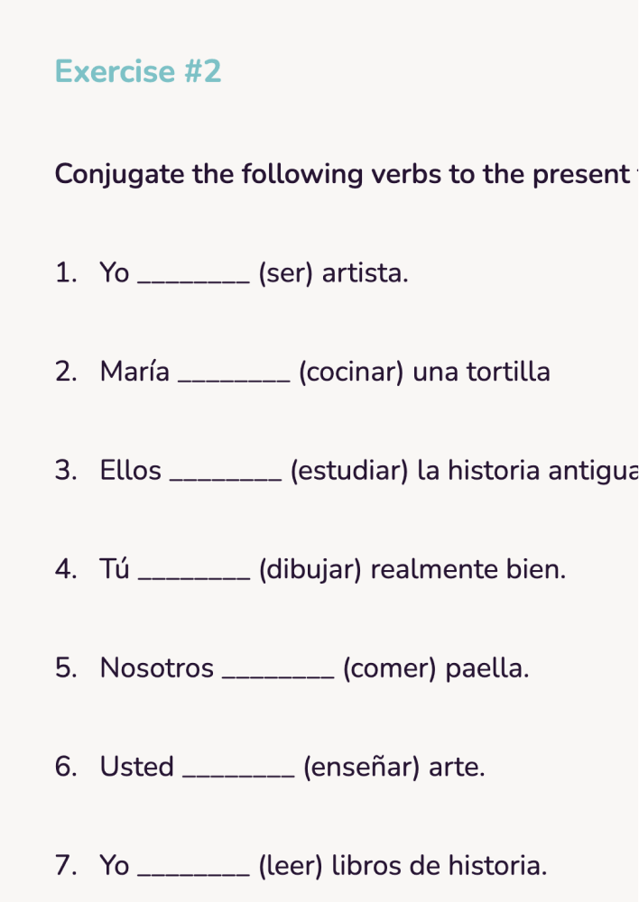 A Spanish vocabulary exercise