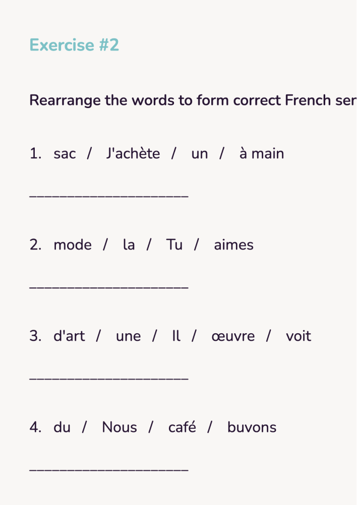 A French vocabulary exercise