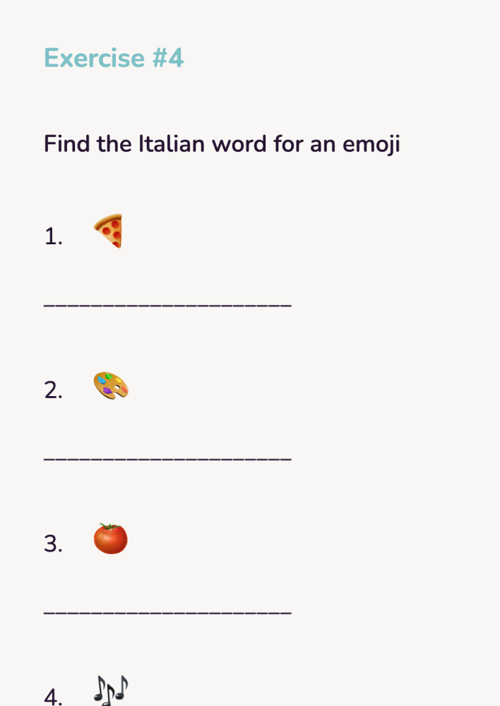 A Italian vocabulary exercise